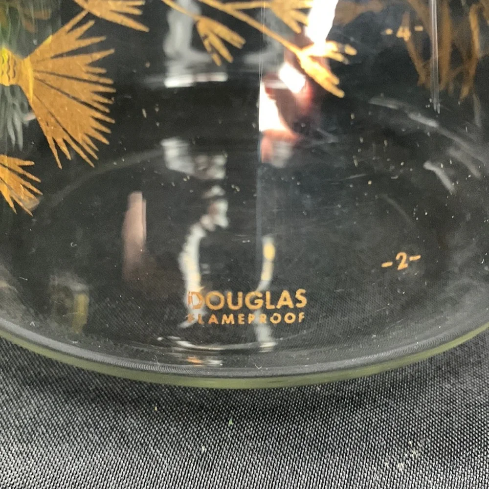 Vintage MCM David Douglas Flameproof coffee/tea carafe with gold wheat & flowers - Picture 7 of 9
